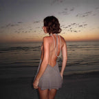 Women's Sleeveless Summer Top with Sparkling Sequins and Ruffled Hem