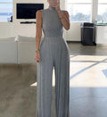 Elegant High-Neck Jumpsuit with Wide Legs