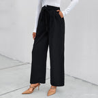 Women's Elegant Palazzo Trousers with High Waist and Tie Belt