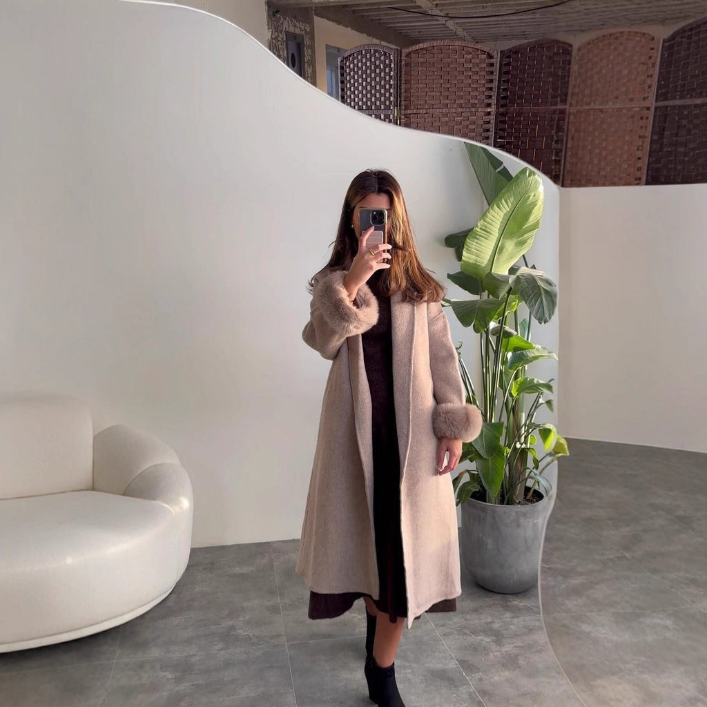 Elegant Long Jacket with Detachable Sleeves