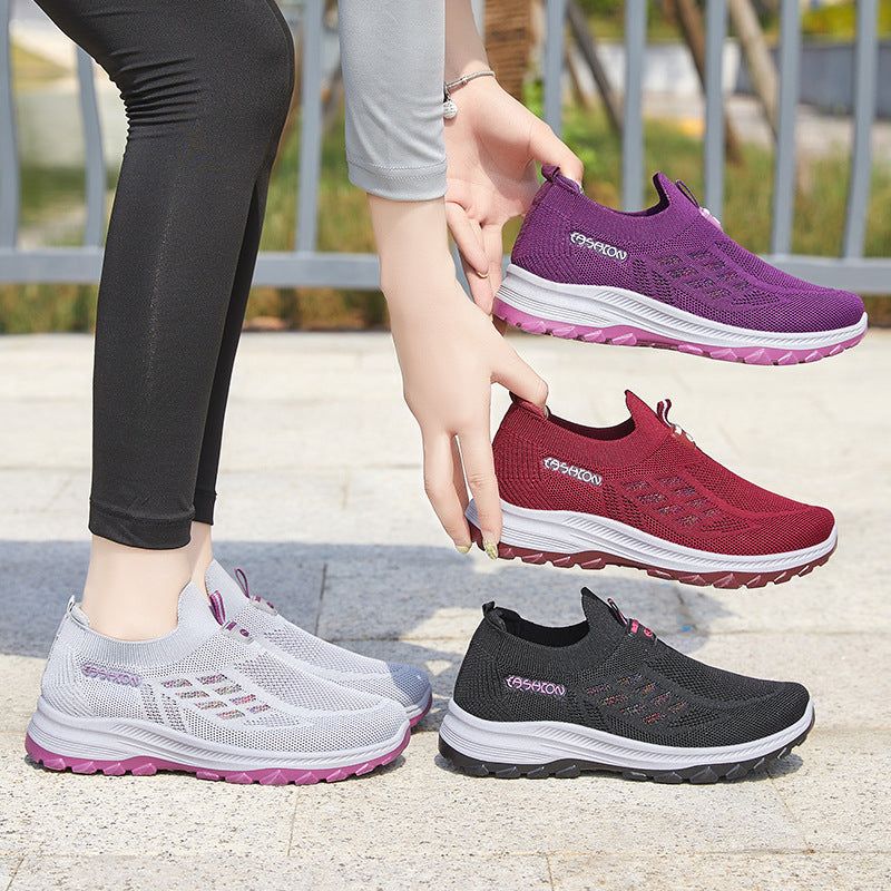 Women's Breathable Sneakers with Non-Slip Sole and Elastic Slip-On