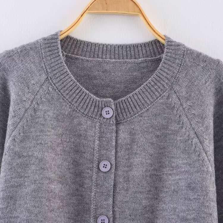 Women's Cropped Cardigan with Button Details and Elastic Waistband