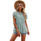 Women's Blouse with Ruffle Sleeves and Pattern