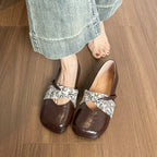 Women's Ballet Flats with Elegant Cross-Strap and Textile Accent