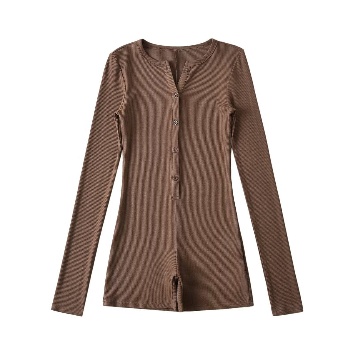 Women's Long-Sleeve Jumpsuit with Button Closure