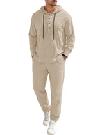 Men's Relaxed Hoodie Henley Leisure Suit