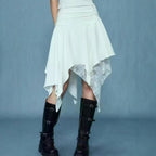 Women's Asymmetrical Lace Skirt with Ruching