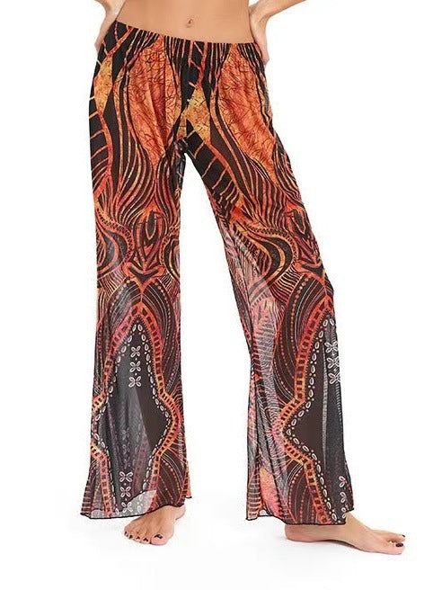 Women's Elegant Floral Print Beach Pants