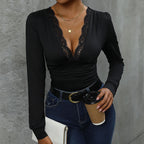 Women's Bodysuit with Elegant Lace Trim and Flattering Cut