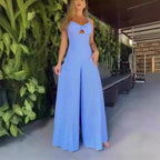 Women's Elegant Jumpsuit with Decorative Slit and Wide Leg