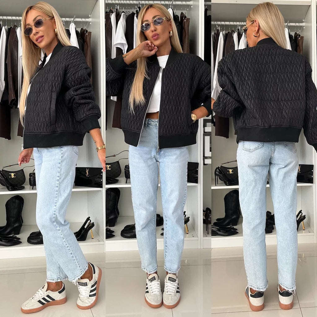 Elegant Quilted Jacket with Voluminous Sleeves