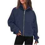 Women's Comfortable Sweat Jacket with High Collar
