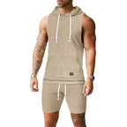 Men's Sleeveless Hoodie Vest Set