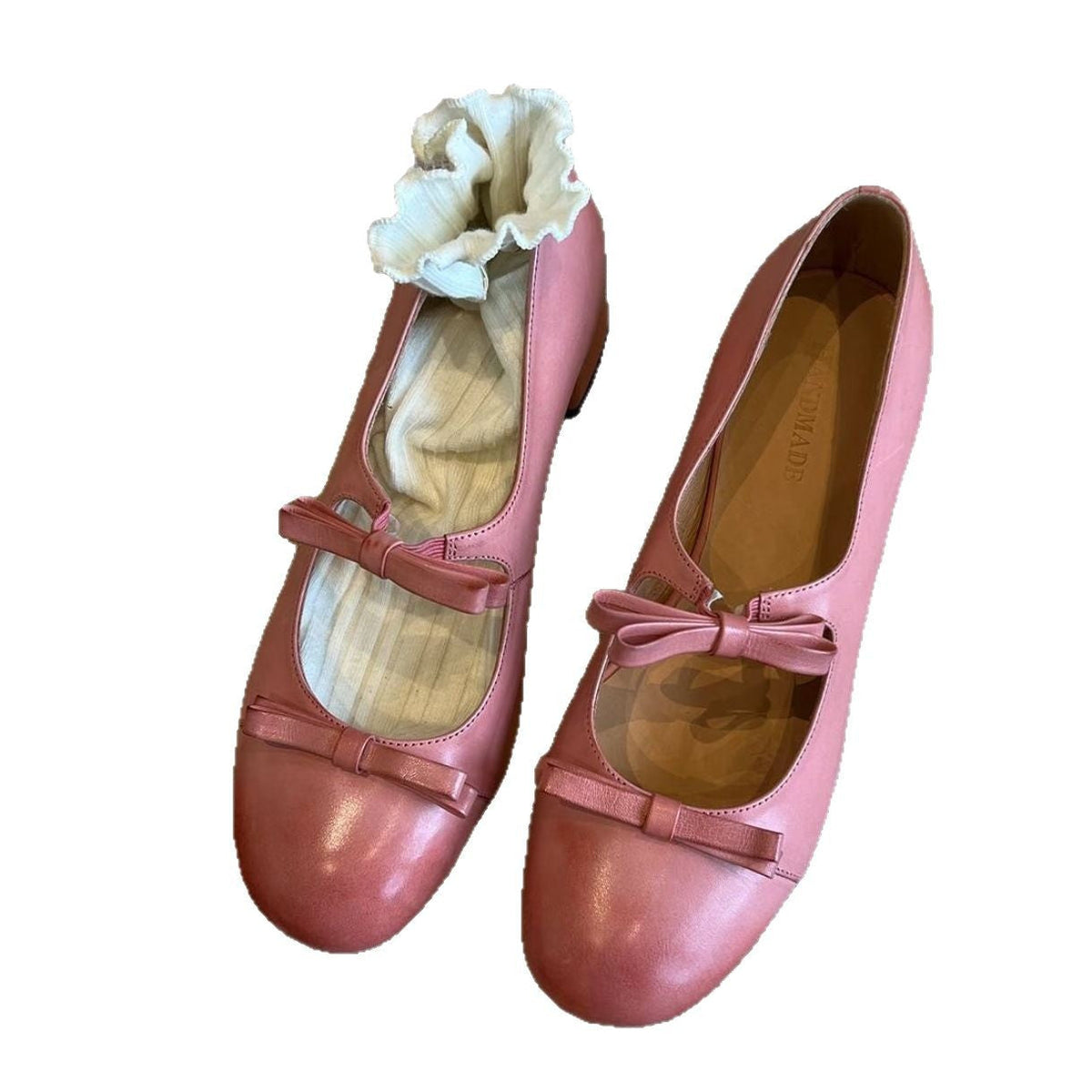 Women's Ballet Flats with Decorative Knit Trim and Elegant Bows
