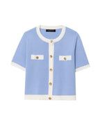 Women's Elegant Short-Sleeve Cardigan with Button Details and Pockets