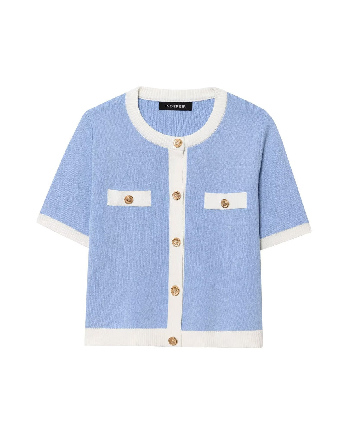 Women's Elegant Short-Sleeve Cardigan with Button Details and Pockets