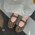 Women's Ballet Flats with Elegant Strap Design and Chic Leopard Print