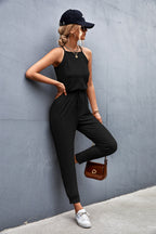 Women's Jumpsuit with Adjustable Waist Tie and Airy Fit
