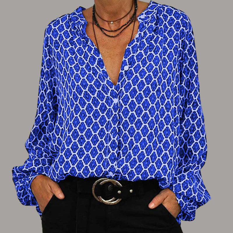 Women's Printed Long-Sleeve Blouse