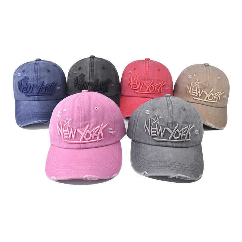 Men's Distressed Casual Embroidered Cap