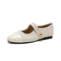 Women's Ballet Flats with Decorative Strap and Elegant Button