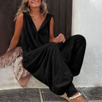 Casual Women's Jumpsuit with Button Closure and Side Pockets