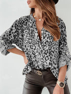 Women's Animal Print Blouse with Gathered Details