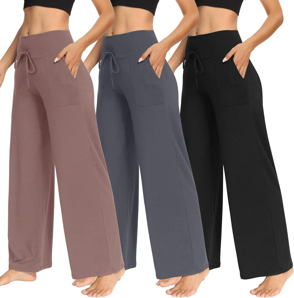 Women's Comfortable Wide-Leg Casual Pants with Drawstring