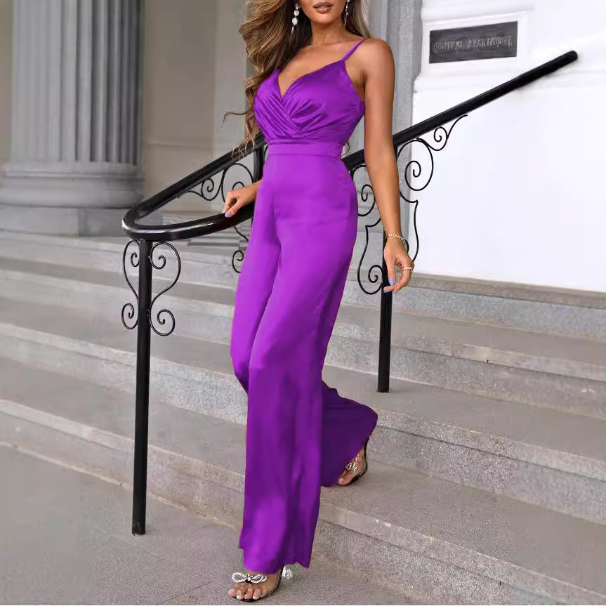 Elegant Women's Jumpsuit with Thin Straps and a Flowing Cut