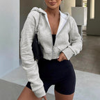 Women's Cropped Sweat Jacket with Zipper