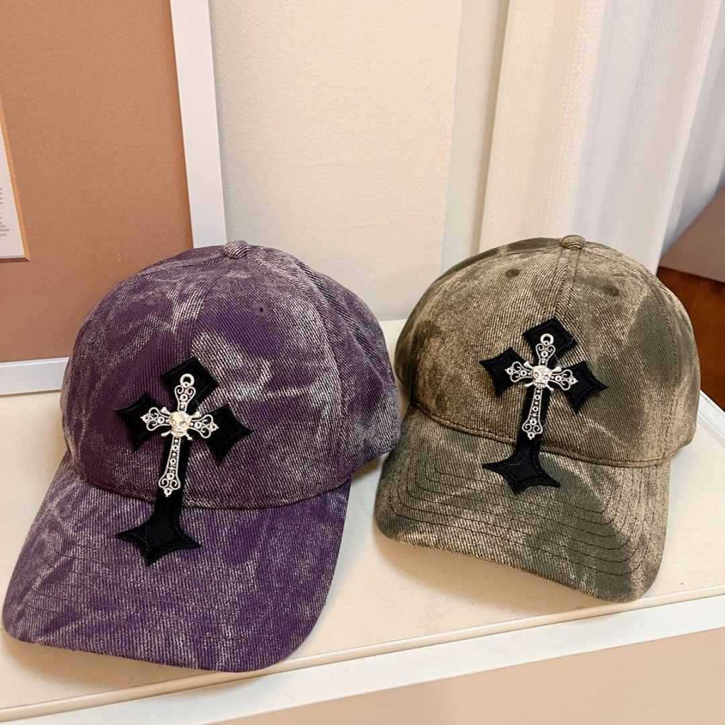 Men's Velvet Embroidered Cross Baseball Cap