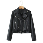Women's Biker Jacket with Buckle Closure