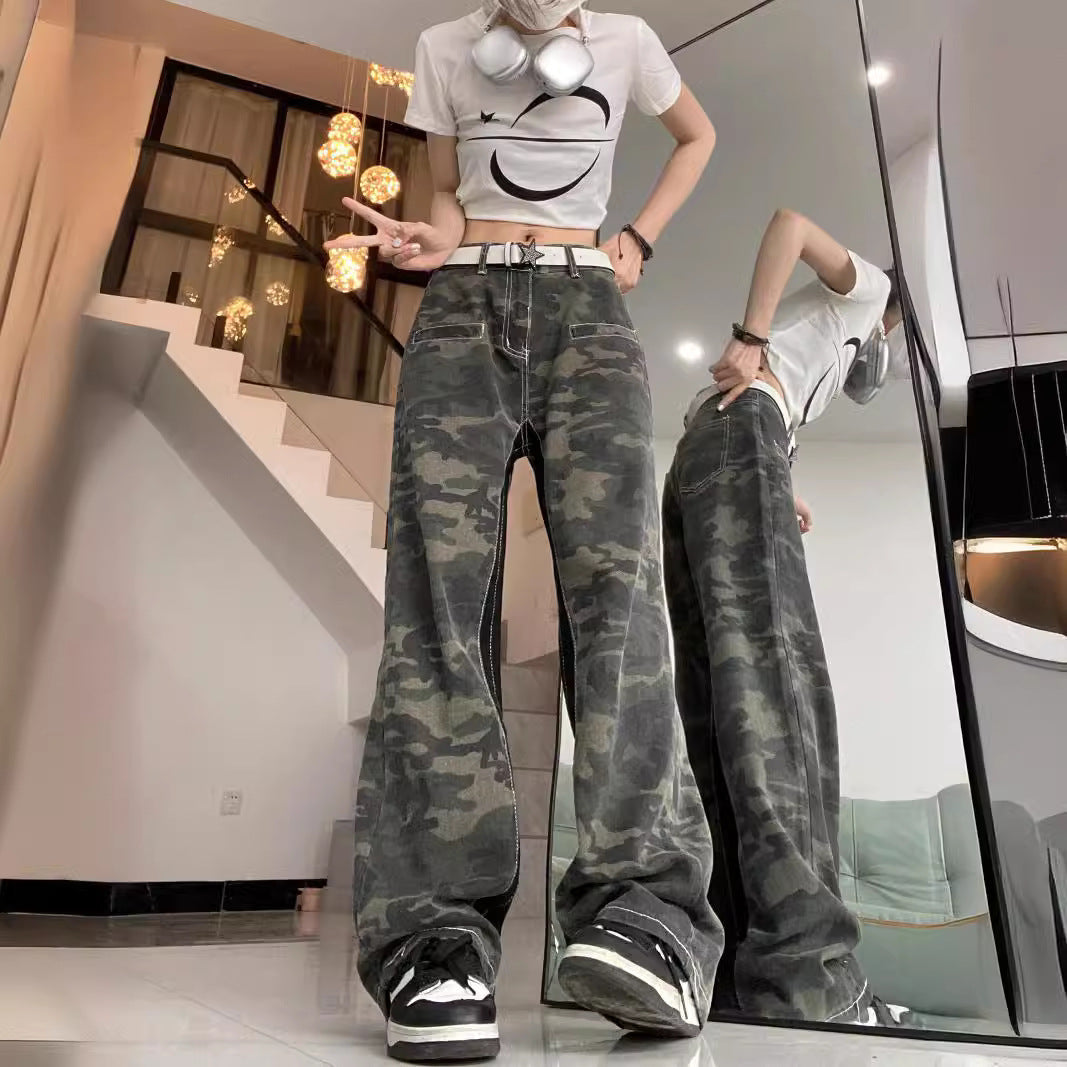 Women's Camouflage Wide-Leg Cargo Pants