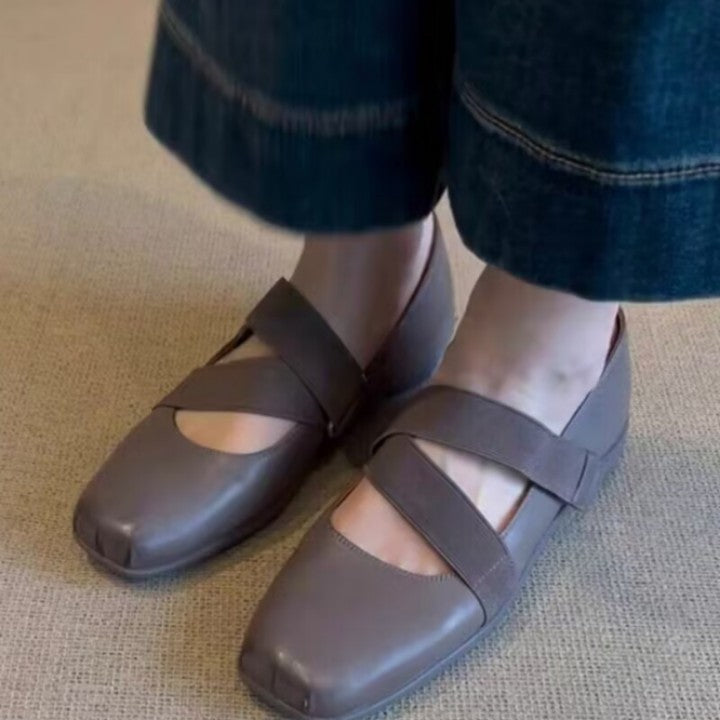 Women's Ballet Flats with Elastic Straps and Soft Lining