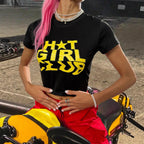 Women's Slim-Fit Cropped T-Shirt with Graphic Print