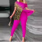 Women's Bodycon Jumpsuit with Off-Shoulder Design and Glamorous Accents