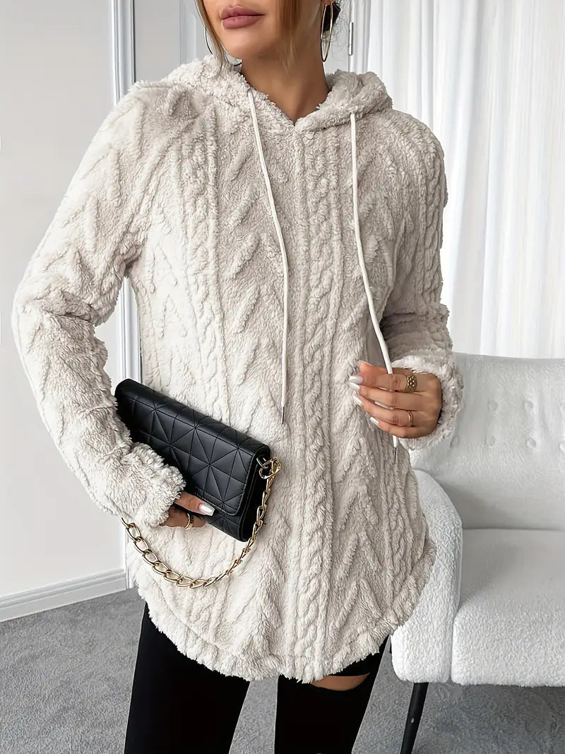 Women's Cozy Textured Hooded Knit Sweater