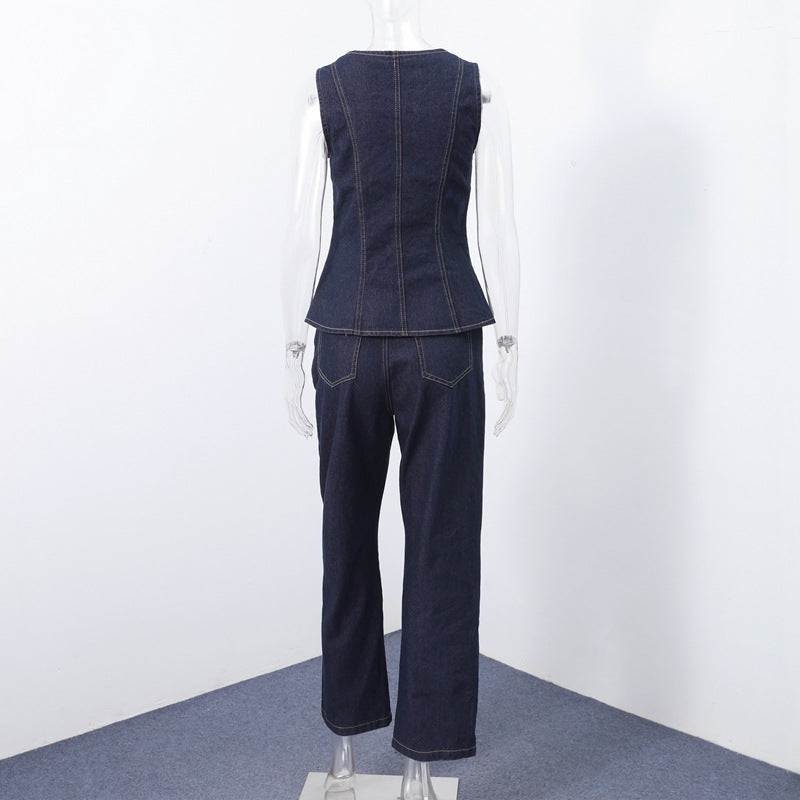 Women's Denim Overall with Tailored Silhouette