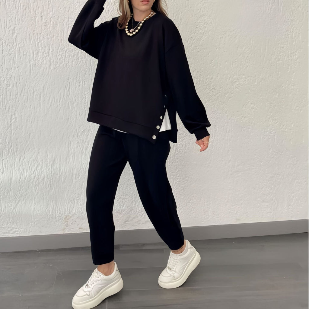 Casual Sport Ensemble with Decorative Buttons