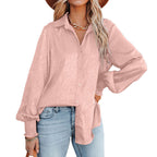 Elegant Blouse with Ruffles and Relaxed Fit