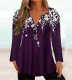 Elegant Women's Floral Blouse with V-Neck