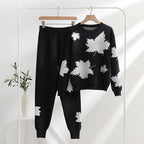 Women's Leisure Loungewear Set with Floral Design and Elastic Waistband