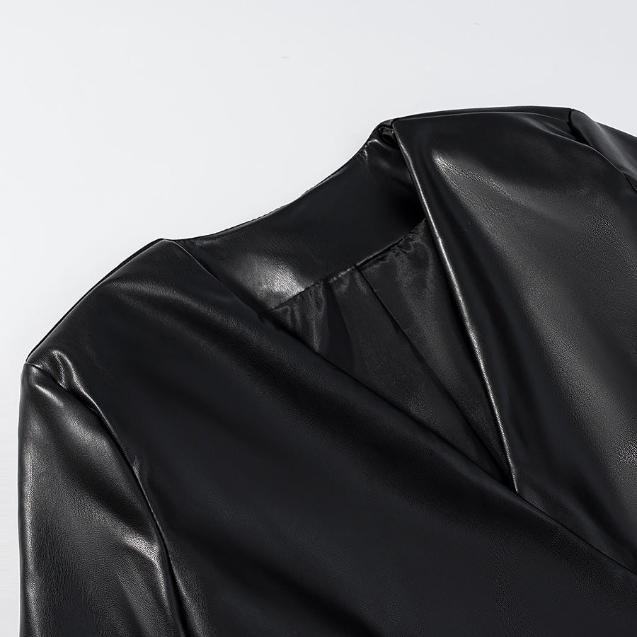 Elegant Faux Leather Jacket