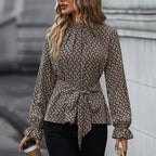 Blouse with Chic Wrap Design and Voluminous Sleeves