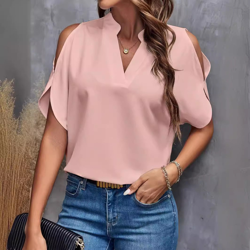 Elegant Women's Blouse with Cut-Out Sleeves