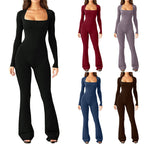Women's Wide-Leg Bodysuit with Deep Neckline