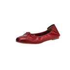 Women's Ballet Flats with Elegant Bow Accent in High-Quality Leather