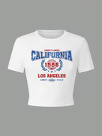 Women's Crop T-Shirt with Retro Phone Design