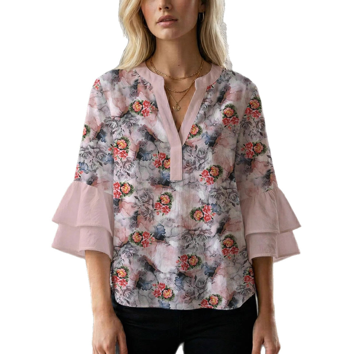 Women's Blouse with Beautiful Floral Design