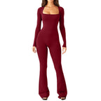 Women's Elegant Long-Sleeve Wide-Leg Jumpsuit